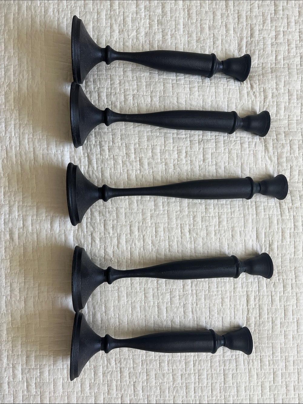 Set of 5 Black Iron Taper Candle Holders